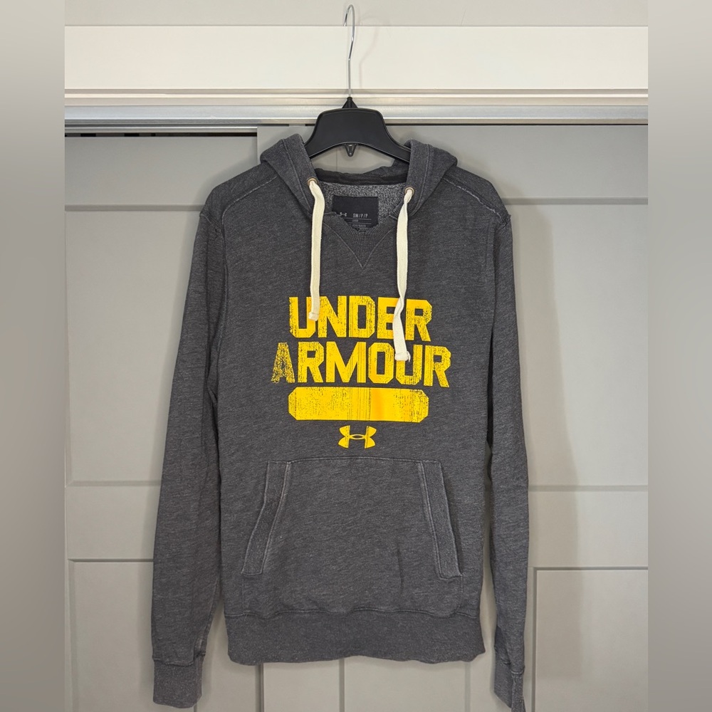 Under Armour Men's Charcoal Gray Hoodie with Yellow Logo